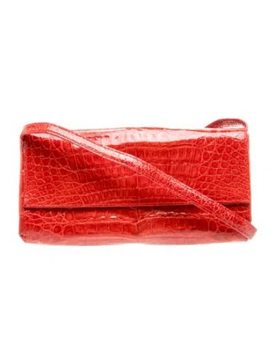Pre-owned Nancy Gonzalez Crocodile Shoulder Bag In Orange