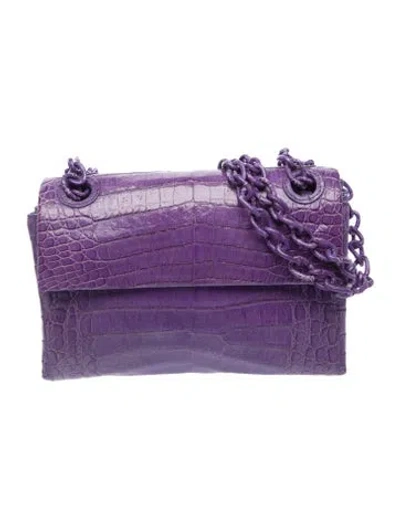 Pre-owned Nancy Gonzalez Crocodile Shoulder Bag In Purple