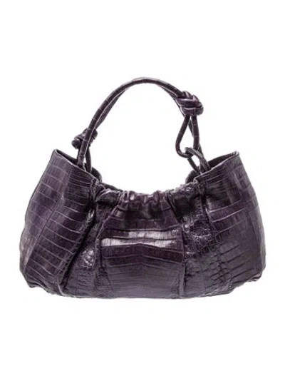 Pre-owned Nancy Gonzalez Crocodile Shoulder Bag In Purple