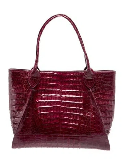 Pre-owned Nancy Gonzalez Crocodile Shoulder Bag In Purple