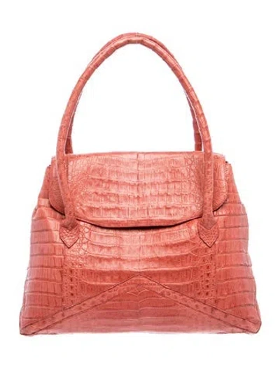 Pre-owned Nancy Gonzalez Crocodile Shoulder Bag In Red