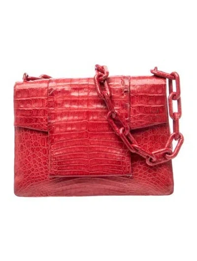 Pre-owned Nancy Gonzalez Crocodile Shoulder Bag In Red