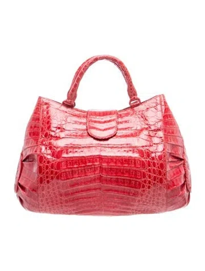 Pre-owned Nancy Gonzalez Crocodile Shoulder Bag In Red