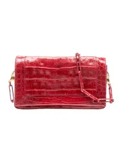 Pre-owned Nancy Gonzalez Crocodile Shoulder Bag In Red