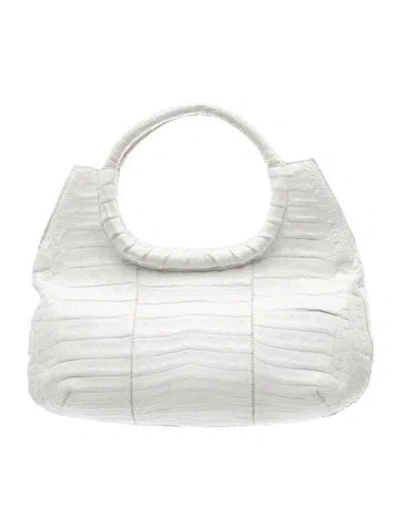 Pre-owned Nancy Gonzalez Crocodile Shoulder Bag In White