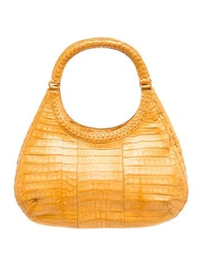 Pre-owned Nancy Gonzalez Crocodile Shoulder Bag In Yellow