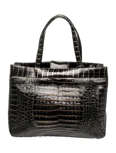 Pre-owned Nancy Gonzalez Crocodile Top Handle Bag In Black