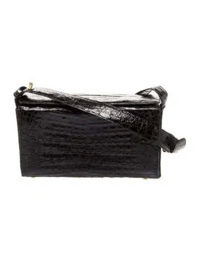 Pre-owned Nancy Gonzalez Crocodile Top Handle Bag In Black