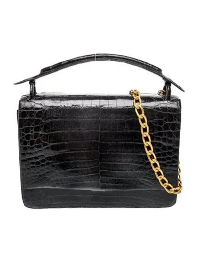 Pre-owned Nancy Gonzalez Crocodile Top Handle Bag In Black