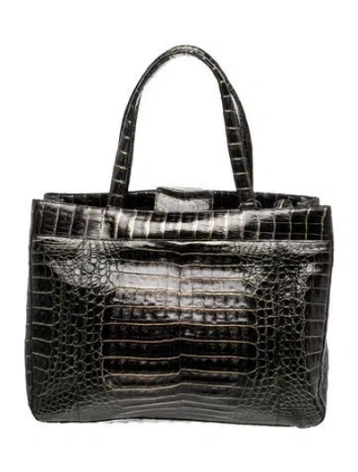 Pre-owned Nancy Gonzalez Crocodile Top Handle Bag In Black