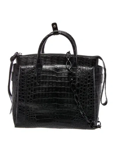 Pre-owned Nancy Gonzalez Crocodile Top Handle Bag In Black