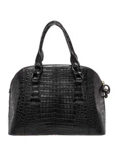 Pre-owned Nancy Gonzalez Crocodile Top Handle Bag In Black
