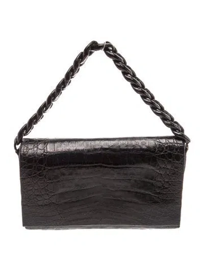 Pre-owned Nancy Gonzalez Crocodile Top Handle Bag In Black