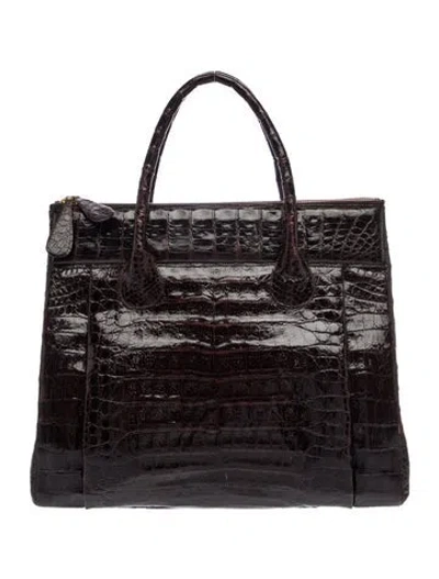 Pre-owned Nancy Gonzalez Crocodile Top Handle Bag In Black