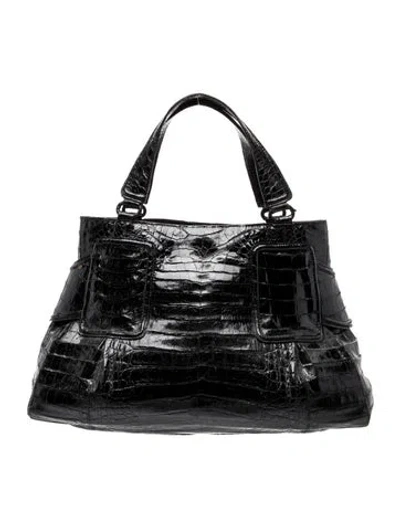 Pre-owned Nancy Gonzalez Crocodile Top Handle Bag In Black