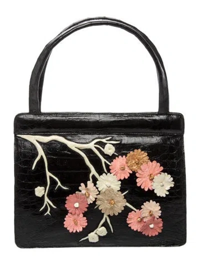 Pre-owned Nancy Gonzalez Crocodile Top Handle Bag In Black