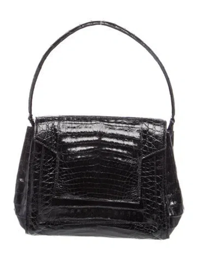 Pre-owned Nancy Gonzalez Crocodile Top Handle Bag In Black