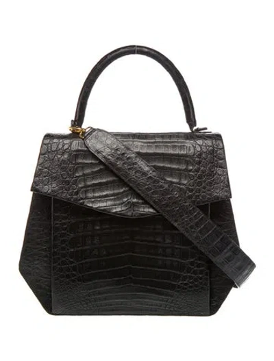 Pre-owned Nancy Gonzalez Crocodile Top Handle Bag In Black
