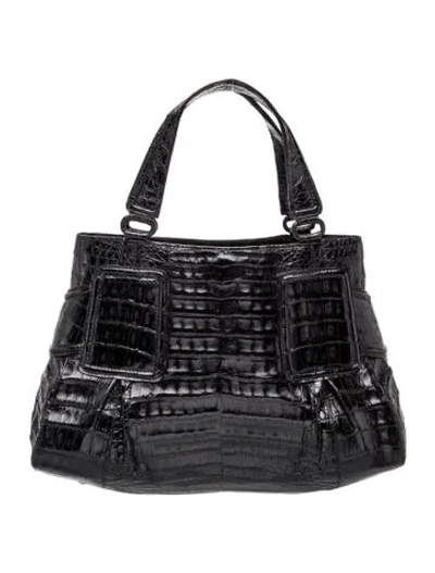 Pre-owned Nancy Gonzalez Crocodile Top Handle Bag In Black