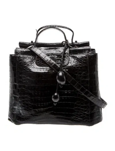 Pre-owned Nancy Gonzalez Crocodile Top Handle Bag In Black