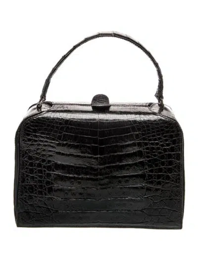 Pre-owned Nancy Gonzalez Crocodile Top Handle Bag In Black
