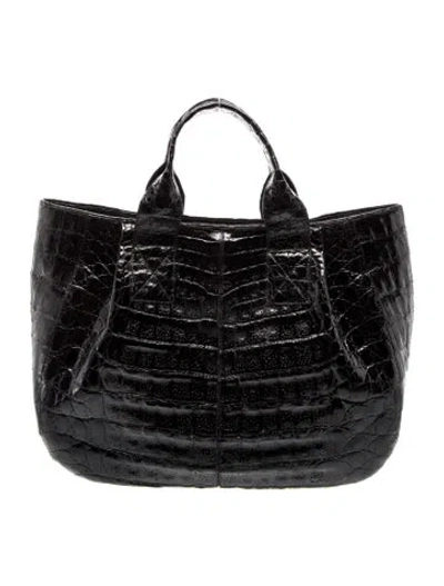 Pre-owned Nancy Gonzalez Crocodile Top Handle Bag In Black