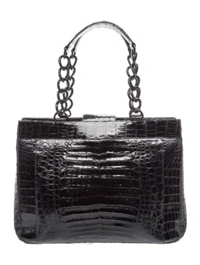 Pre-owned Nancy Gonzalez Crocodile Top Handle Bag In Black