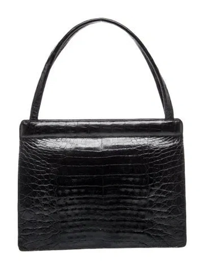 Pre-owned Nancy Gonzalez Crocodile Top Handle Bag In Black