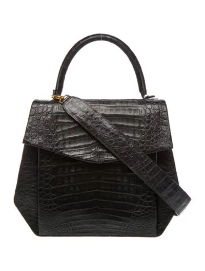 Pre-owned Nancy Gonzalez Crocodile Top Handle Bag In Black