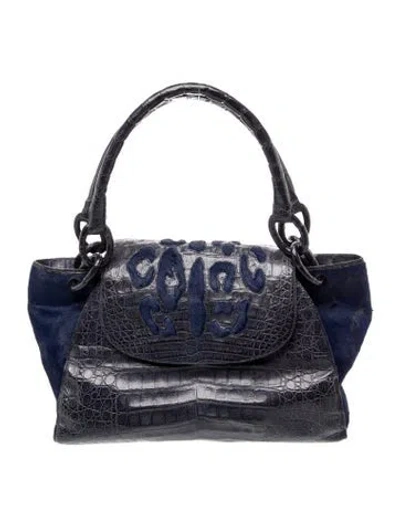 Pre-owned Nancy Gonzalez Crocodile Top Handle Bag In Blue