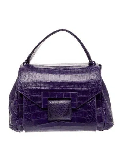 Pre-owned Nancy Gonzalez Crocodile Top Handle Bag In Blue