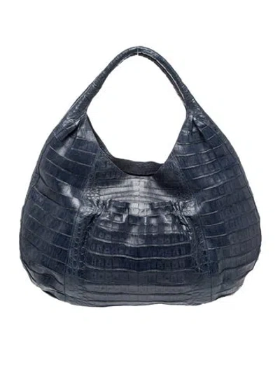 Pre-owned Nancy Gonzalez Crocodile Top Handle Bag In Blue