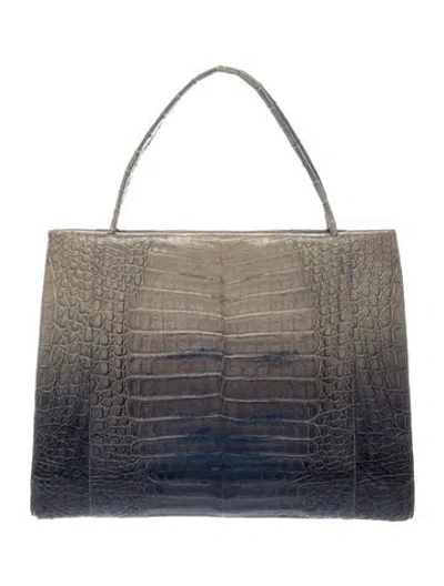 Pre-owned Nancy Gonzalez Crocodile Top Handle Bag In Blue