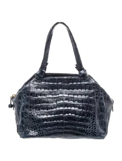 Pre-owned Nancy Gonzalez Crocodile Top Handle Bag In Blue