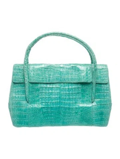 Pre-owned Nancy Gonzalez Crocodile Top Handle Bag In Blue