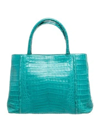 Pre-owned Nancy Gonzalez Crocodile Top Handle Bag In Blue