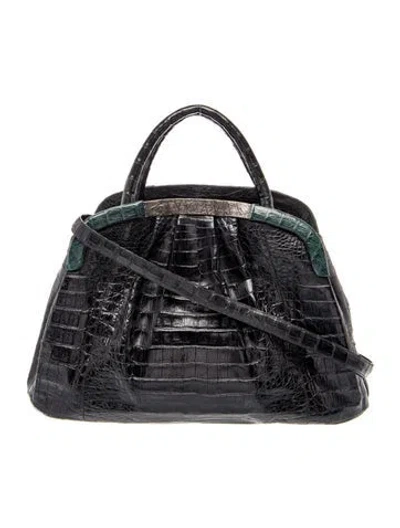 Pre-owned Nancy Gonzalez Crocodile Top Handle Bag In Blue