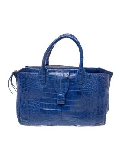 Pre-owned Nancy Gonzalez Crocodile Top Handle Bag In Blue