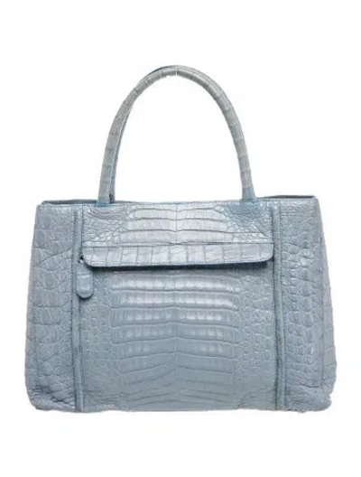 Pre-owned Nancy Gonzalez Crocodile Top Handle Bag In Blue