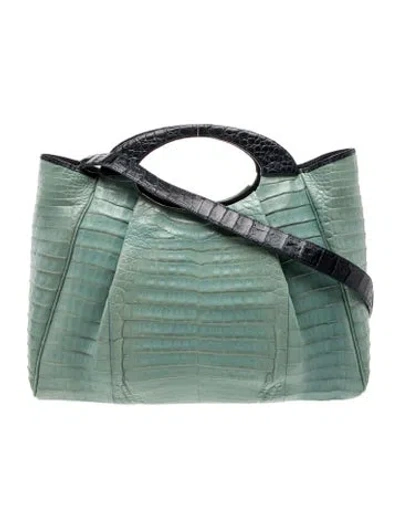 Pre-owned Nancy Gonzalez Crocodile Top Handle Bag In Blue