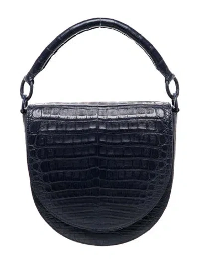 Pre-owned Nancy Gonzalez Crocodile Top Handle Bag In Blue