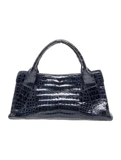 Pre-owned Nancy Gonzalez Crocodile Top Handle Bag In Blue