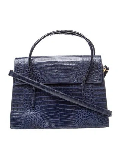 Pre-owned Nancy Gonzalez Crocodile Top Handle Bag In Blue