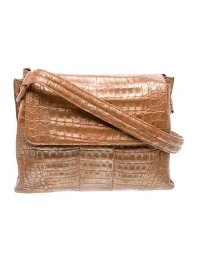Pre-owned Nancy Gonzalez Crocodile Top Handle Bag In Brown