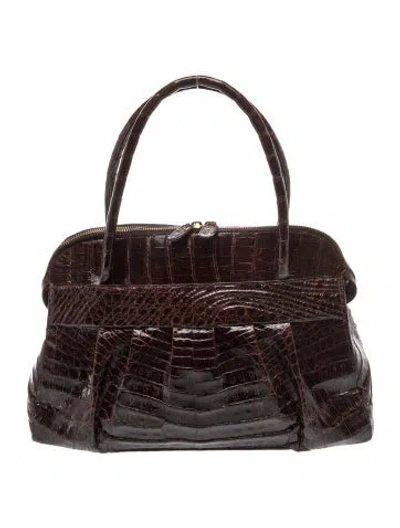 Pre-owned Nancy Gonzalez Crocodile Top Handle Bag In Brown