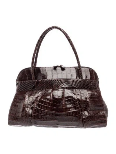 Pre-owned Nancy Gonzalez Crocodile Top Handle Bag In Brown