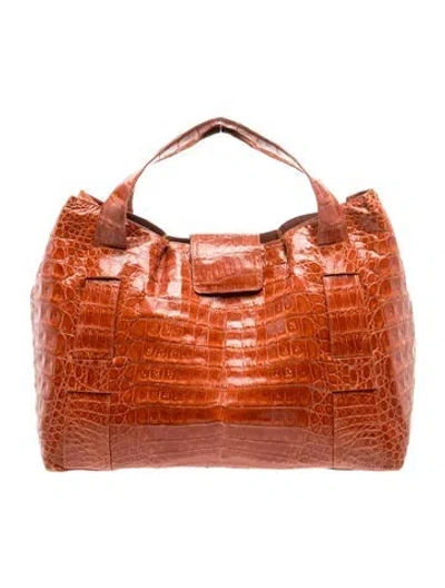 Pre-owned Nancy Gonzalez Crocodile Top Handle Bag In Brown
