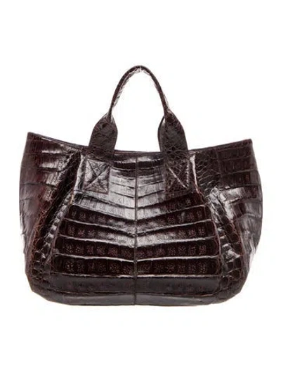Pre-owned Nancy Gonzalez Crocodile Top Handle Bag In Brown