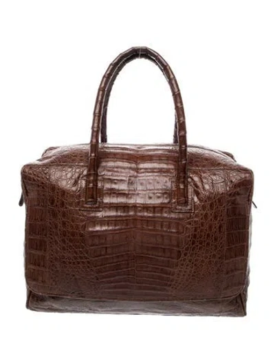 Pre-owned Nancy Gonzalez Crocodile Top Handle Bag In Brown