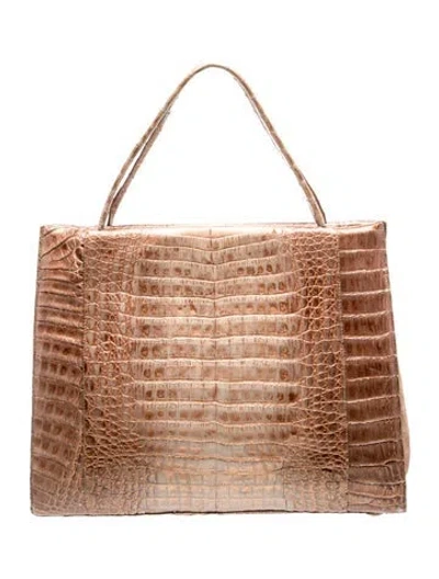 Pre-owned Nancy Gonzalez Crocodile Top Handle Bag In Brown